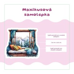 Okno s výhledem na zasněžené hory | Samolepka do diáře