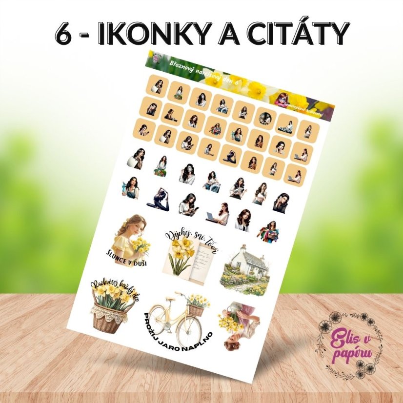 Březnový narcisový den | Měsíční samolepkové kity do diáře