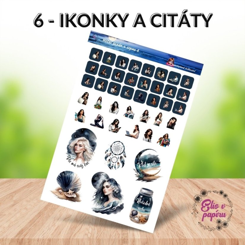 Noční oceán v srpnu | Měsíční samolepkový kit