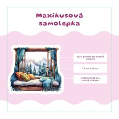 Okno s výhledem na zasněžené hory | Samolepka do diáře