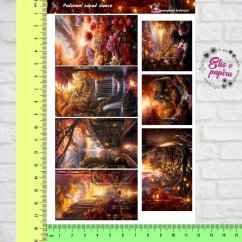 Samolepky zobrazují malebné scenérie podzimního západu slunce – zlaté světlo prosvítající mezi stromy, padající listí, teplé podzimní barvy. Tyto motivy evokují pocit klidu, nostalgie a krásy přírody v přechodu mezi dnem a nocí. Každý obrázek přináší hřejivou atmosféru plnou přírodního kouzla.