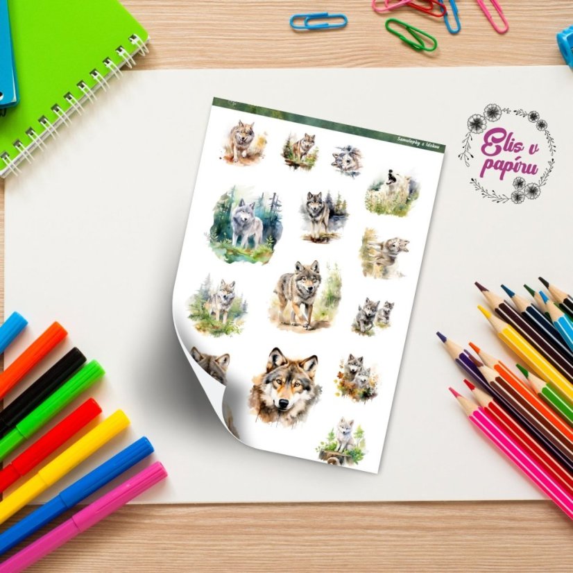Samolepky s motivy vlků, které přinesou do tvého plánování sílu, eleganci a tajemství divoké přírody. Ideální pro diář, bujo nebo scrapbook plný dobrodružství.