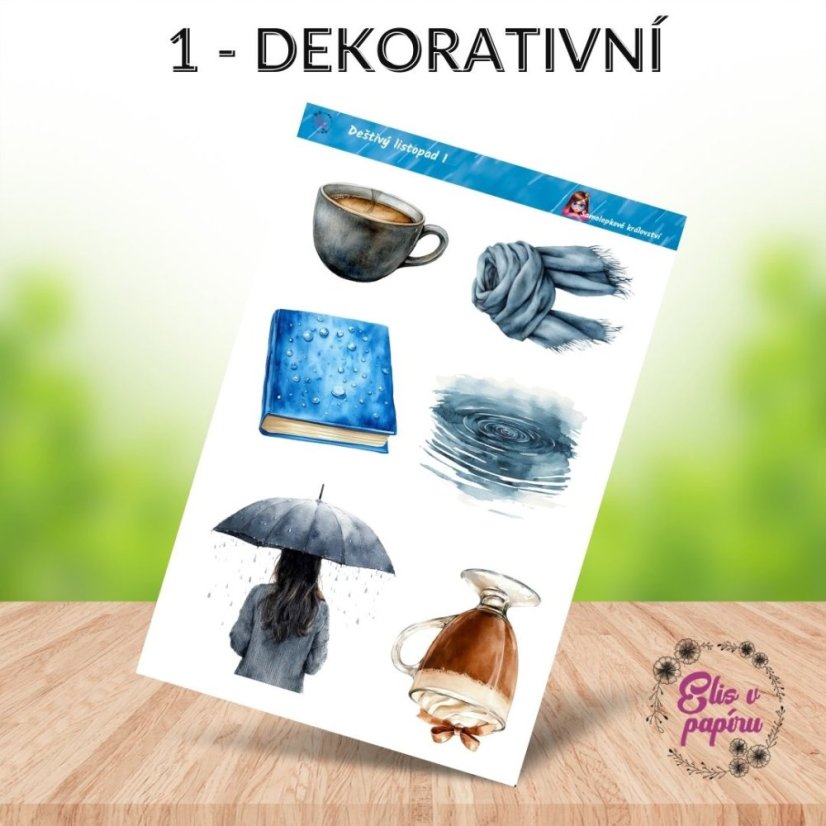 Deštivý listopad | Samolepky do diáře | 2025