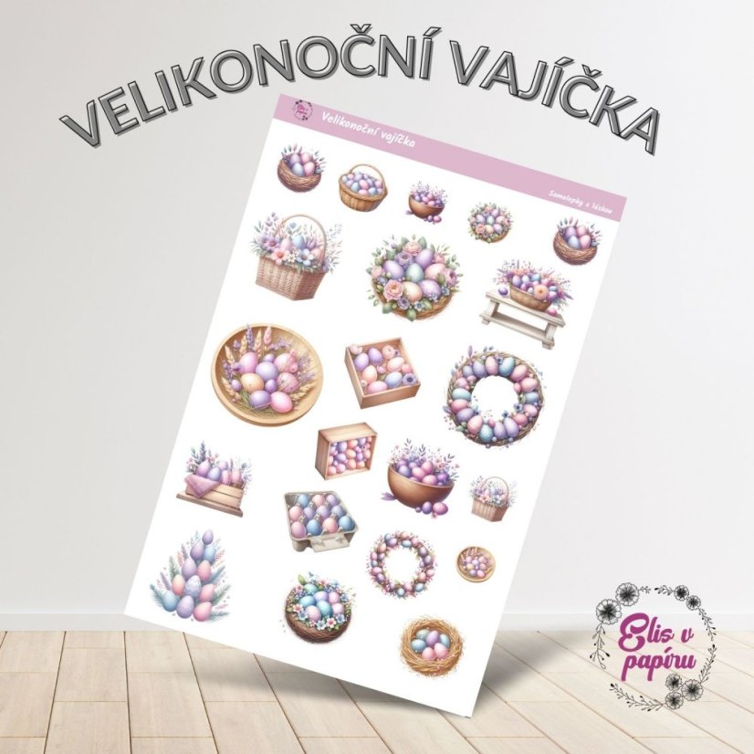 Velikonoční samolepky do diáře od Elis v papíru s motivy kraslic.