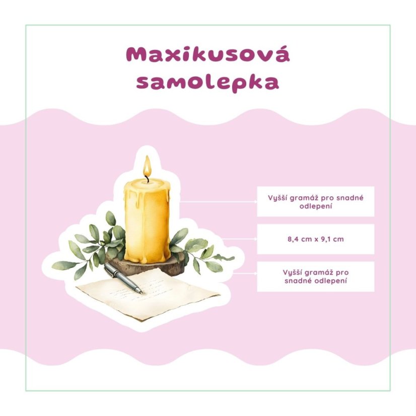 Dopis při svíčce | Maxi kusová samolepka pro diář i scrapbook