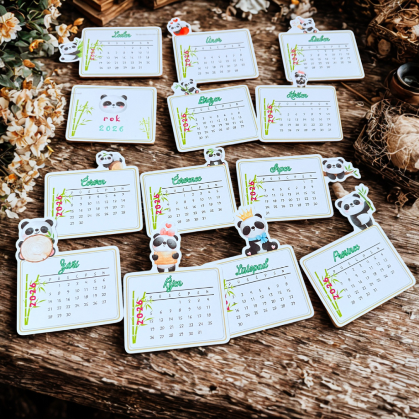Pandový kalendář na rok 2026 | Malý stolní kalendáříček