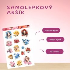Dívka s růžemi | Samolepky do diáře