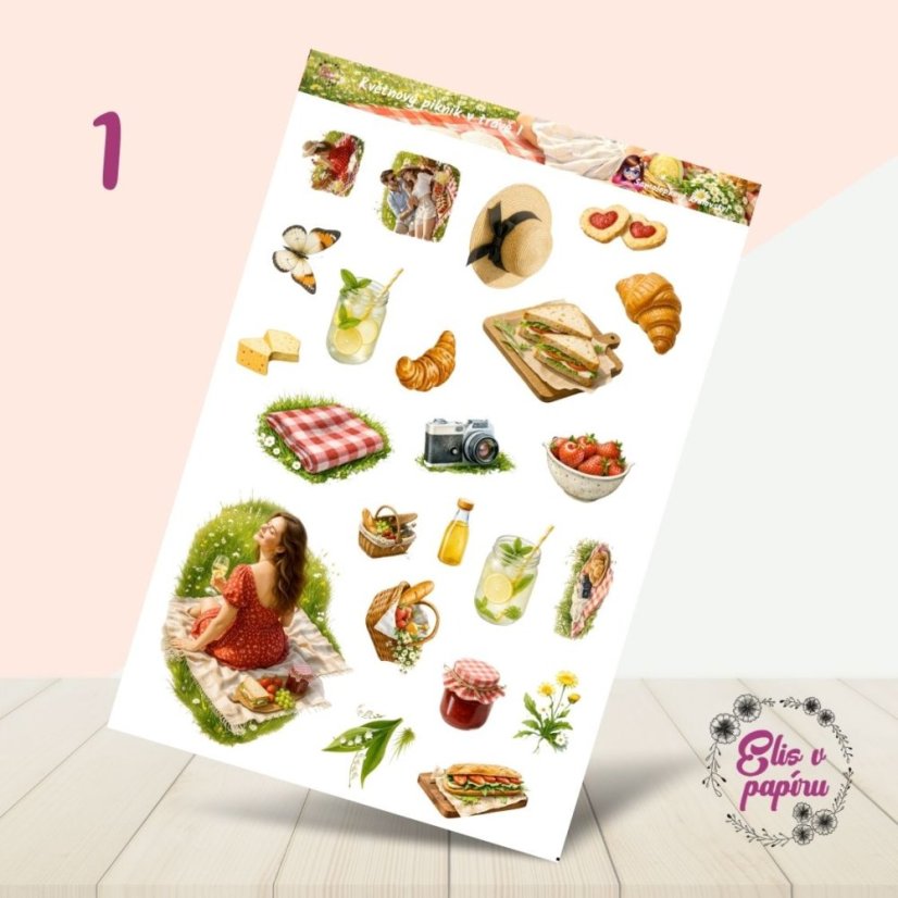 Květnový piknik v trávě | Měsíční samolepkový kit | 2026