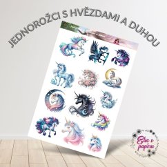 Jednorožci s hvězdami a duhou | Samolepky do diáře
