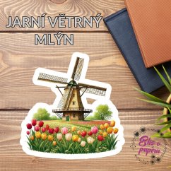 Jarní větrný mlýn | Maxi kusová samolepka pro diář i scrapbook