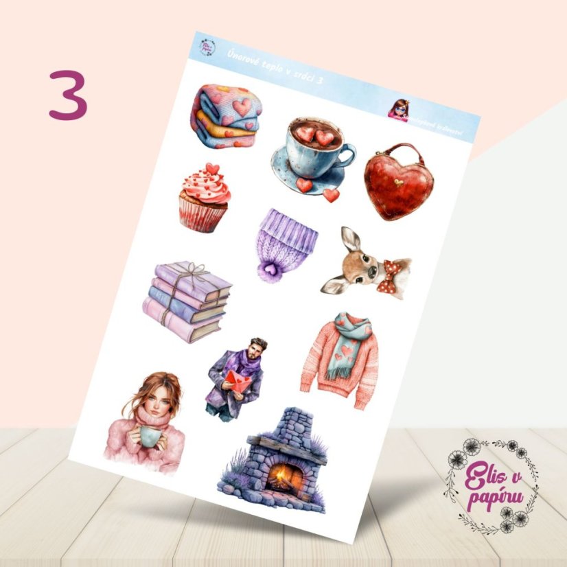 Únorové teplo v srdci | Měsíční samolepkový kit | 2026