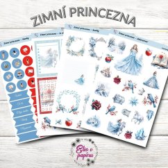 Zimní pohádkové samolepky do diáře od Elis v papíru s motivy zimní princezny - samolepkový kit