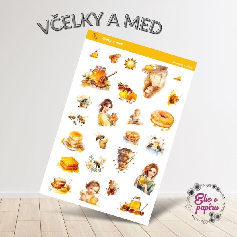 Samolepky do diáře plné včel a medu od Elis v papíru.