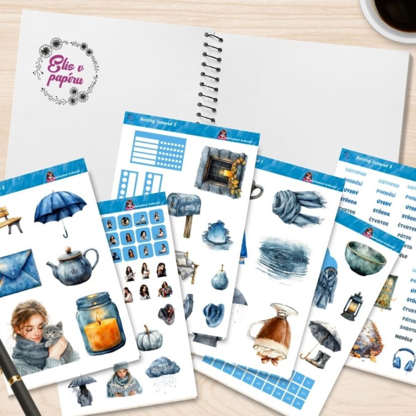 Deštivý listopad | Samolepky do diáře | 2025