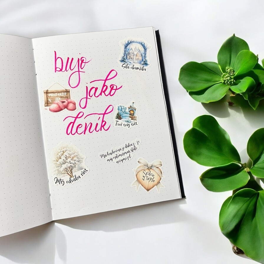 Samolepky Zimní citáty a Únorové hřejivé objetí