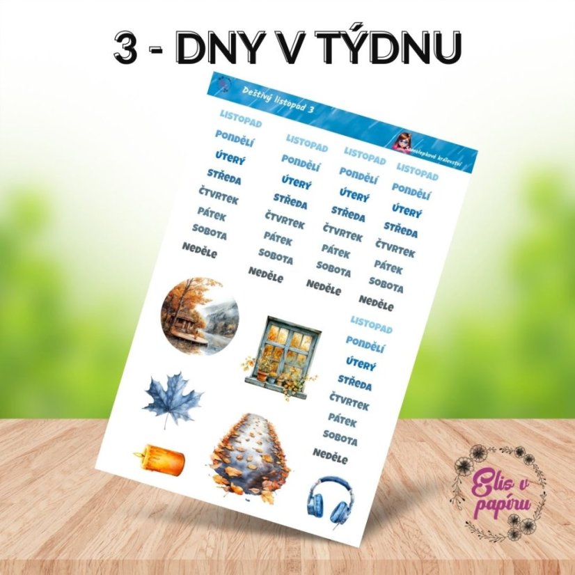 Deštivý listopad | Samolepky do diáře | 2025