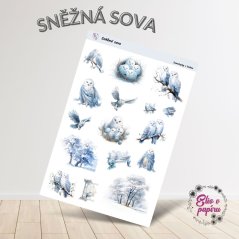 Samolepky do diáře s motivem sněžné sovy Elis v papíru