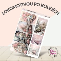 Samolepky do diáře s motivem lokomotiv na cestě po kolejích
