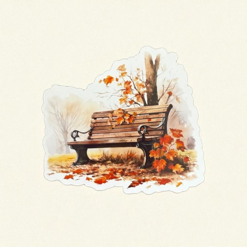 Lavička mezi spadanými listy | Samolepky do diáře