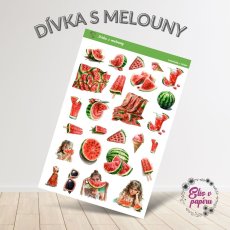 Samolepky do diáře plné melounů. Svěží letní nálepky pro scrapboook.