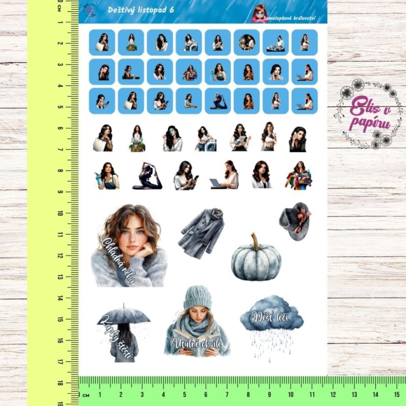 Deštivý listopad | Samolepky do diáře | 2025