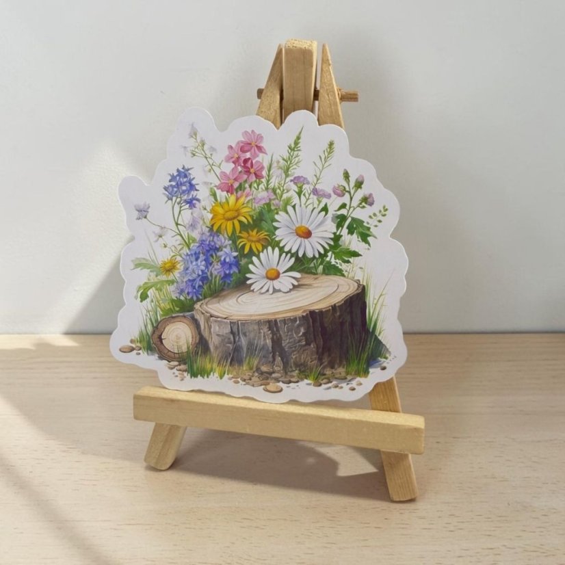 Pařez a květy | Samolepka do diáře