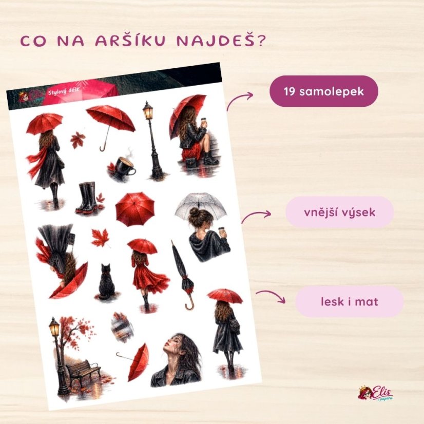 Stylový déšť | Samolepky do diáře