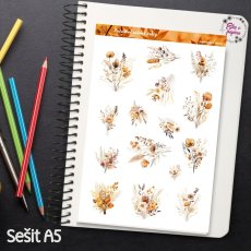 Jemné podzimní samolepky s motivy sušených květů. Ideální pro diář, bujo nebo scrapbook, které přinesou do tvého plánování eleganci a klid podzimní přírody.