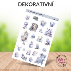 Samolepky do diáře od Elis v papíru s motivem zimní pohody - dekorativní samolepky