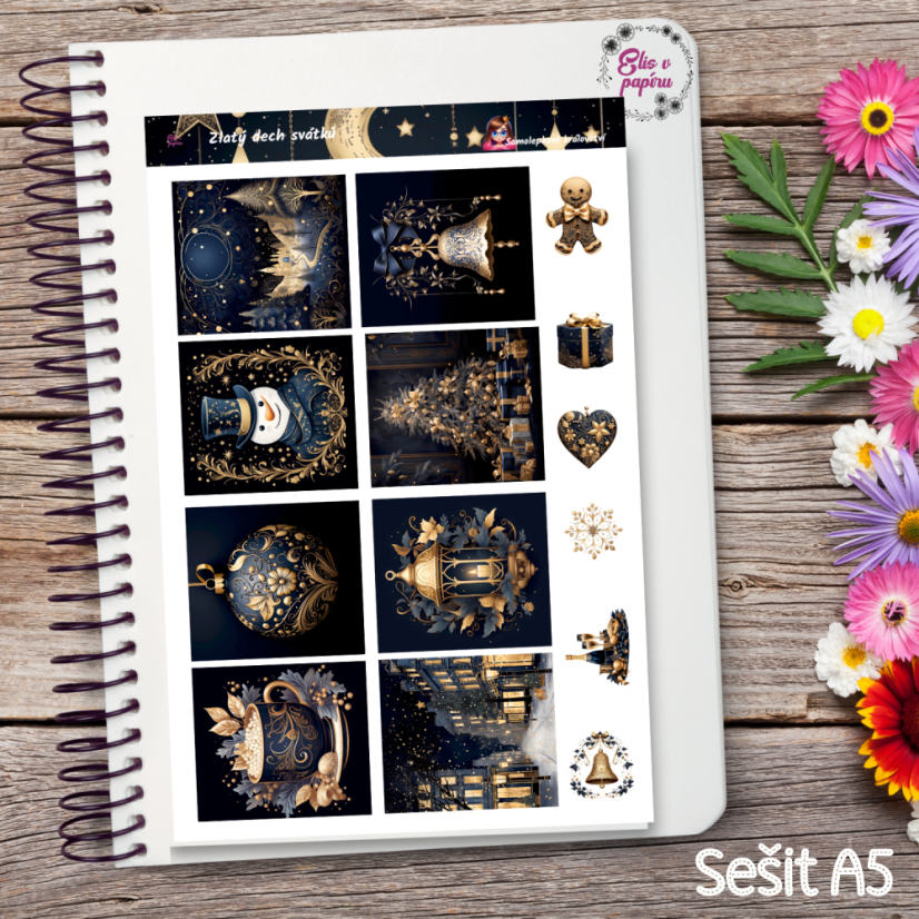 Zlatý dech svátků | Samolepky do diáře - obrázkové boxy