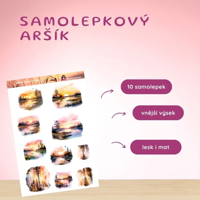 Západ slunce u řeky | Samolepky do diáře