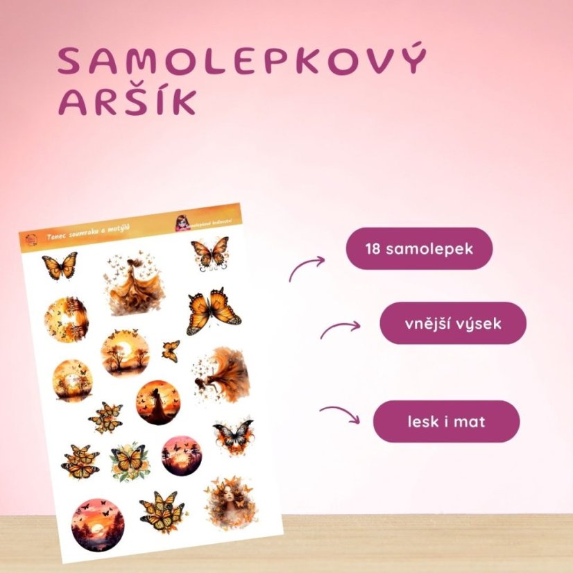 Tanec soumraku a motýlů | Samolepky do diáře