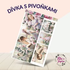 Dívka s pivoňkami | Samolepky do diáře - obrázkové boxy
