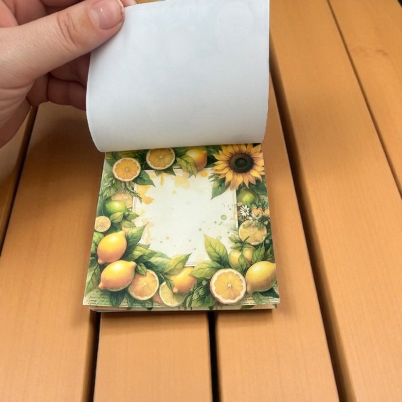 Trhací bloček se slunečnicemi a citrusy