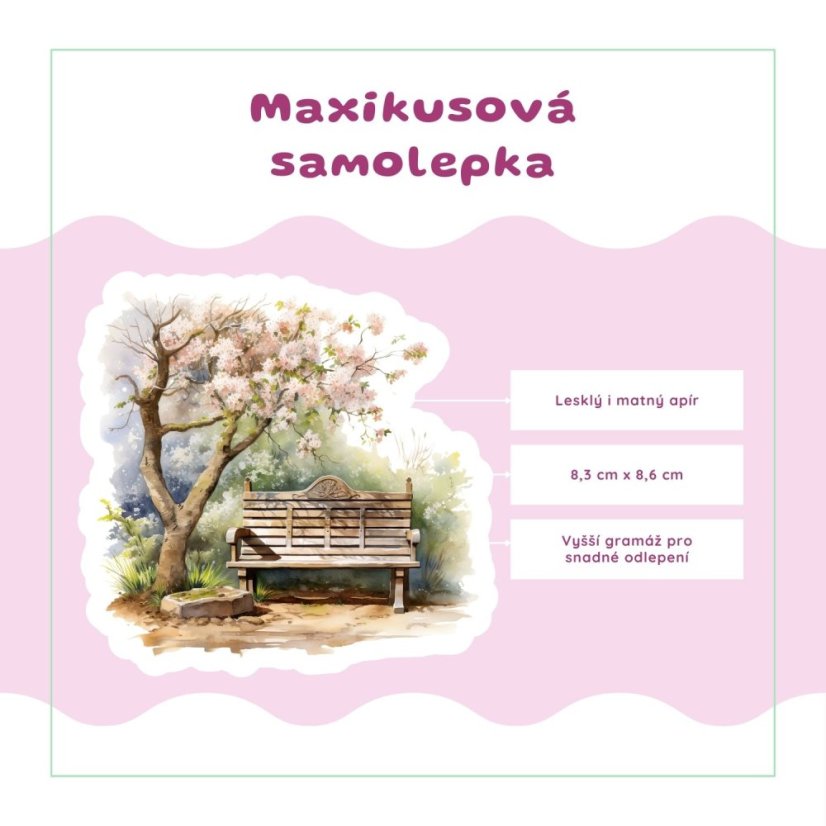 Lavička na jaře | Samolepka do diáře
