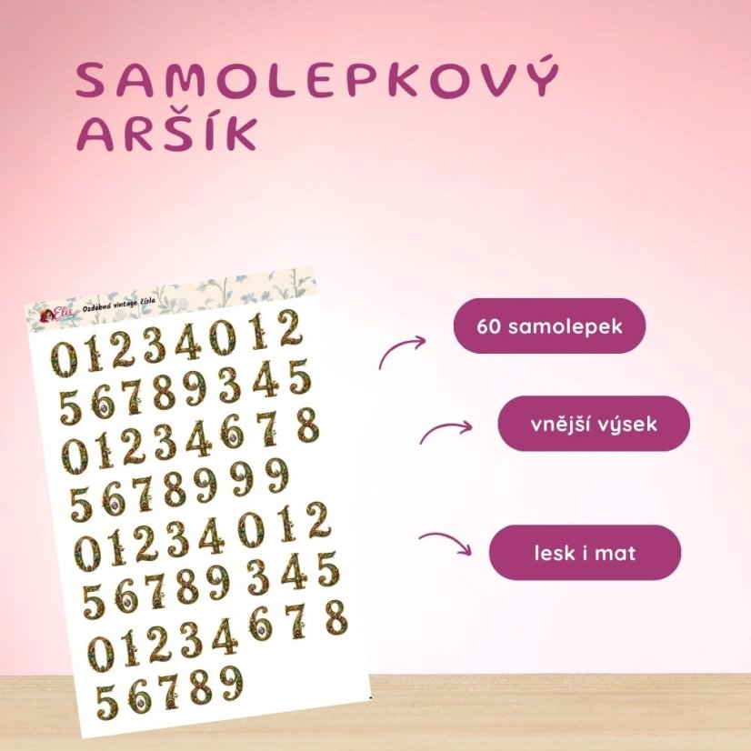 Ozdobná vintage čísla | Samolepky do diáře