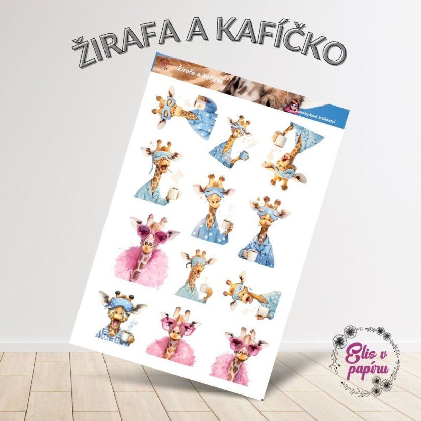 Žirafa a kafíčko | Samolepky do diáře