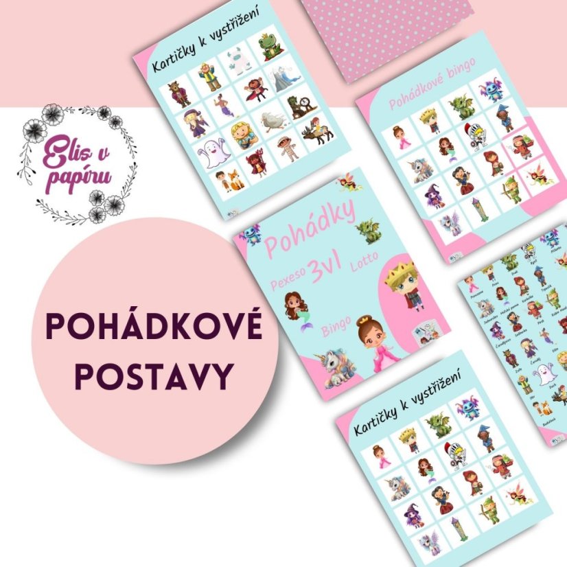 Karetní pohádkové hry pro děti - bingo, lotto, pexeso