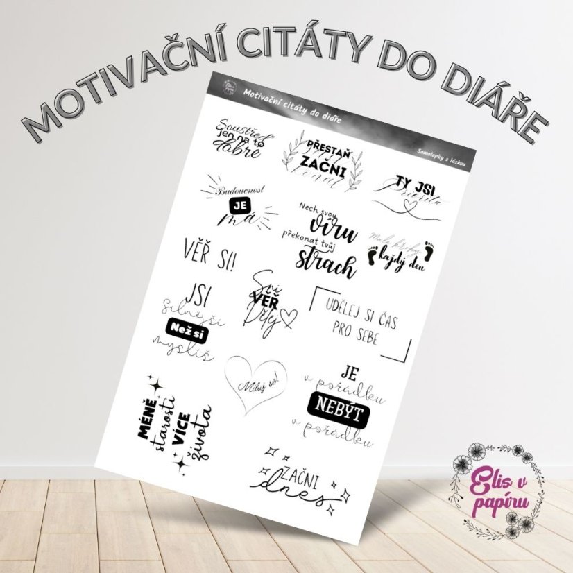 Motivační citáty, samolepky do diáře, inspirativní citáty, české samolepky, diářové samolepky, plánování, bujo, journaling, deník, scrapbook, diářování.