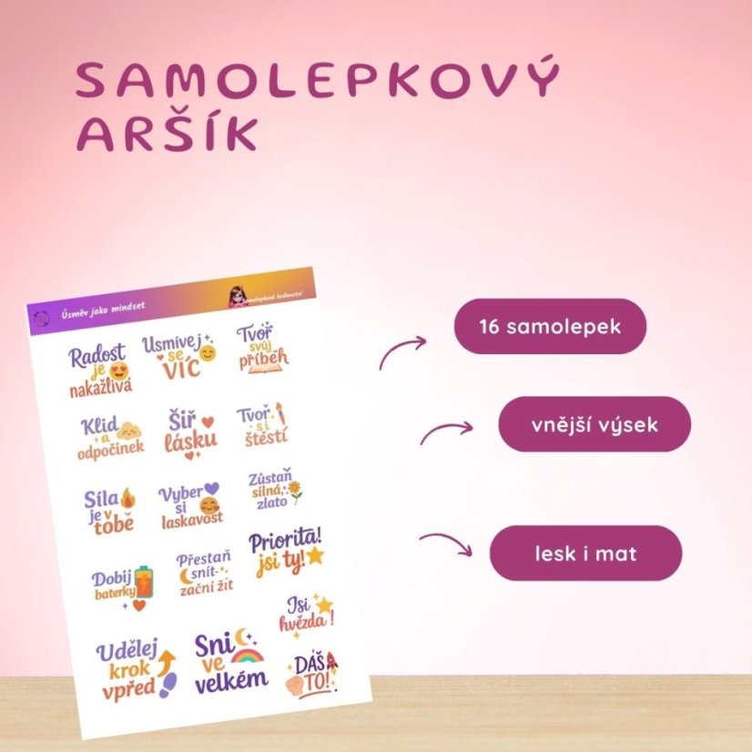 Úsměv jako mindset | Samolepky do diáře