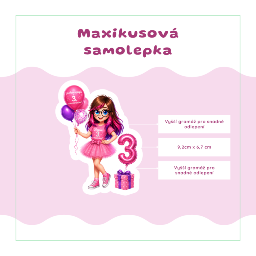 Elis slaví 3. narozeniny | Maxi kusová samolepka pro diář i scrapbook