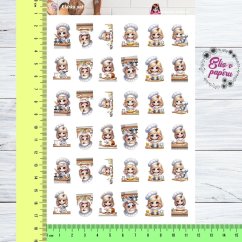 Aršík samolepek "Klárka vaří" s motivy roztomilé kuchařky při vaření, pečení a dalších kuchyňských činnostech. Aršík samolepek "Klárka vaří" s motivy roztomilé kuchařky při vaření, pečení a dalších kuchyňských činnostech.