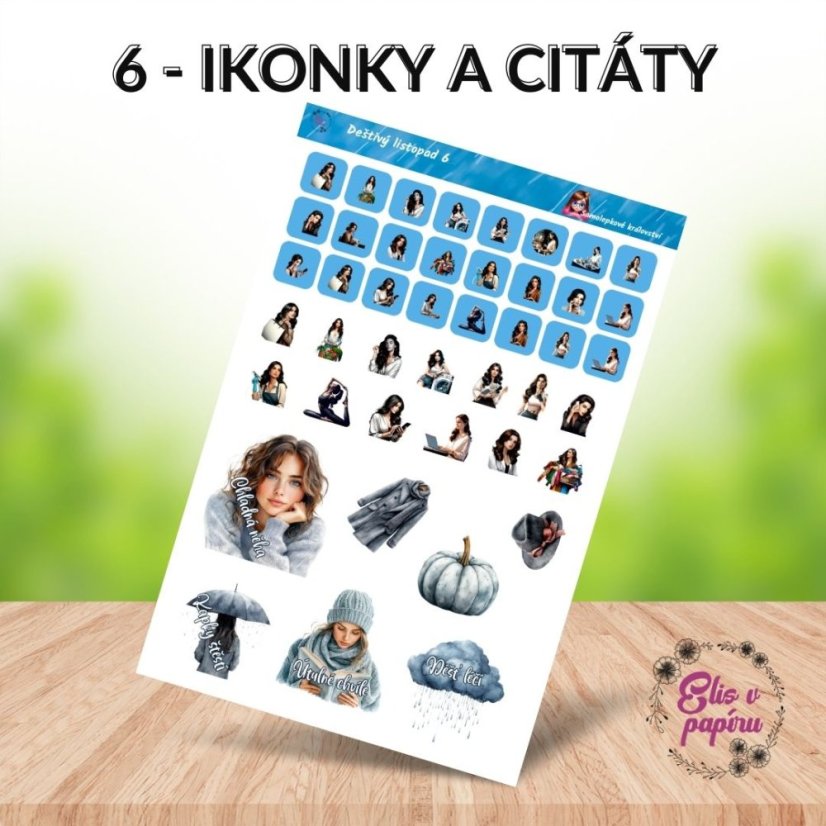 Deštivý listopad | Samolepky do diáře | 2025