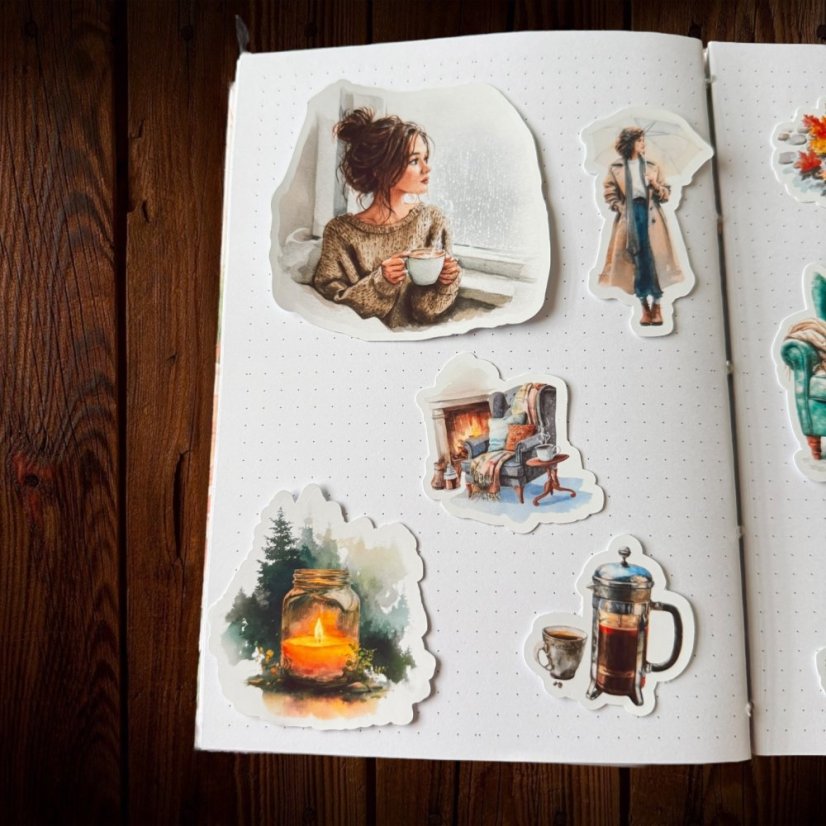 Když venku prší | Velké kusové samolepky do diáře i pro scrapbook