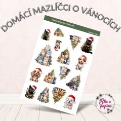 Samolepkový aršík s vánočními motivy pejsků a kočiček.