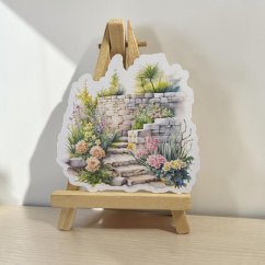 Schody v rozkvetlé zahradě | Samolepka do diáře