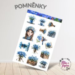 💙 Arch samolepek s jemnými pomněnkami – květiny vzpomínek a krásných okamžiků.