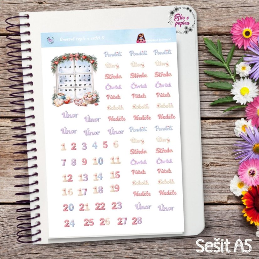 Únorové teplo v srdci | Měsíční samolepkový kit | 2026