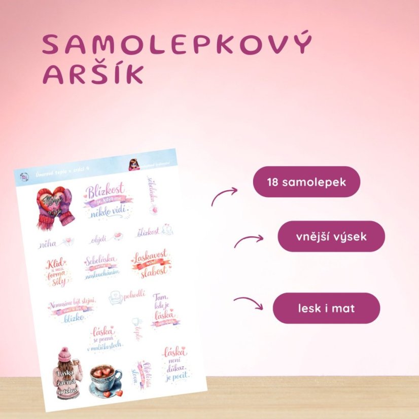 Únorové teplo v srdci | Měsíční samolepkový kit | 2026