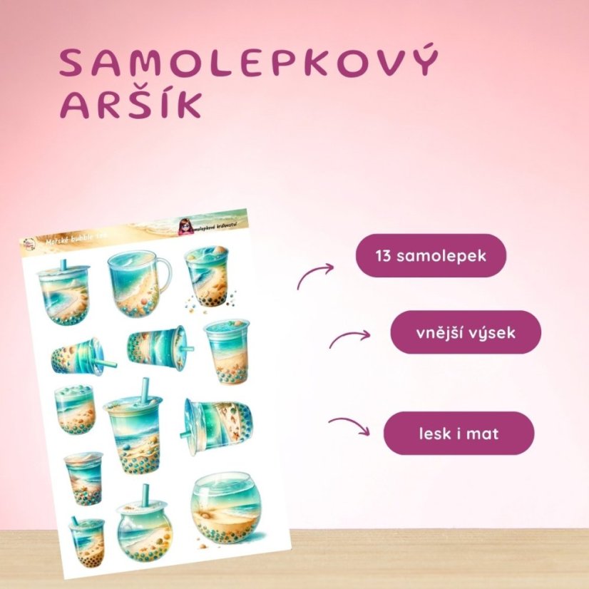 Mořské bubble tea | Samolepky do diáře